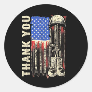 Thank You Vintage Patriotic Memorial Day 4th Of Ju Classic Round Sticker
