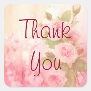 Thank You Vintage Rustic Rose Sticker