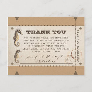thank you vintage tickets for weddings postcard