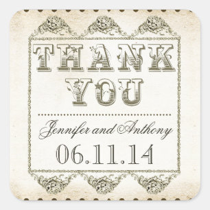 Thank you vintage typography stickers for weddings