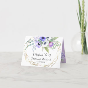 Thank You   Violet Anemone Floral Bouquet Card