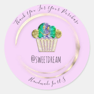 Thank You Violet Gold Sweet Muffin Food Shop Classic Round Sticker