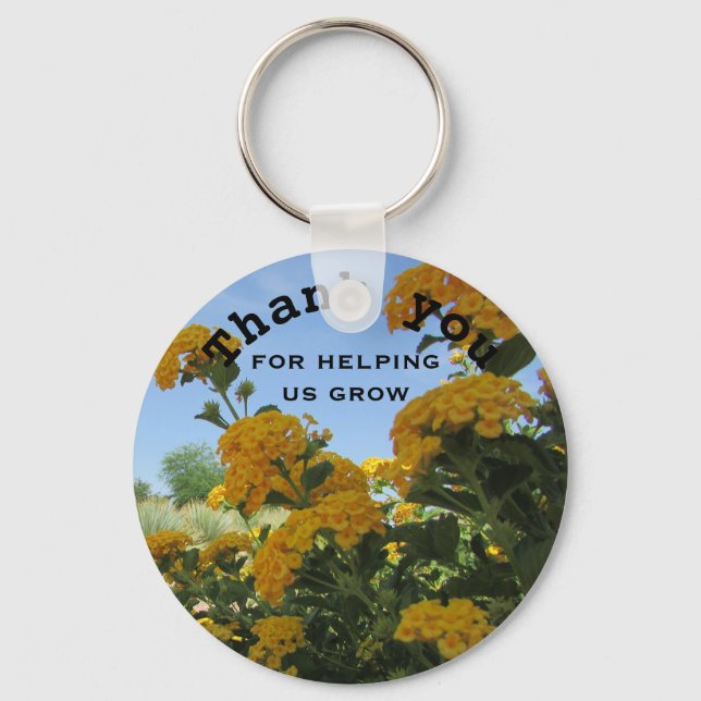 Thank You Vivid Yellow Flower Teacher Appreciation Key Ring (Front)