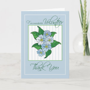 Thank You Volunteer with Blue Flowers Illustration