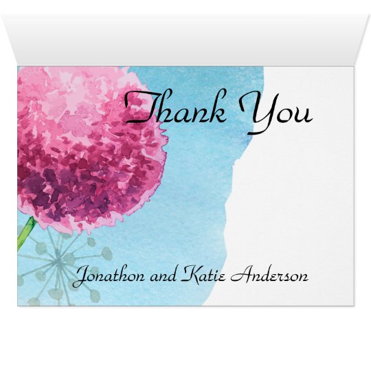 Thank You watercolor Allium floral Card