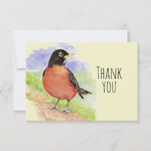 Thank You Watercolor American Robin Bird Nature