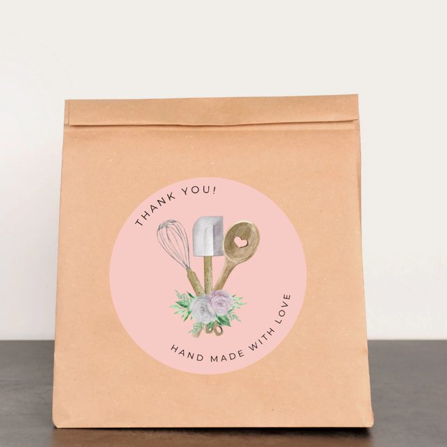 Thank you Watercolor Bakery  Classic Round Sticker (Creator Uploaded)