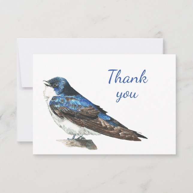 Thank You Watercolor Barn Swallow  Wildlife Nature (Front)