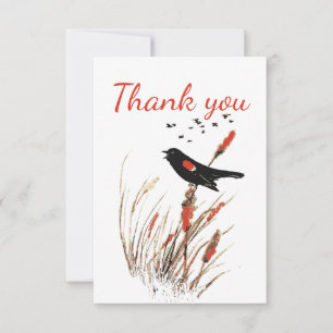 Thank You Watercolor Blackbird Bird Animal Art