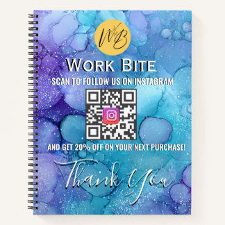 Thank You Watercolor Business Instagram Qr Code Notebook