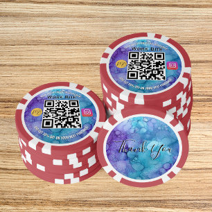 Thank You Watercolor Business Instagram Qr Code Poker Chips