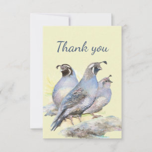 Thank You Watercolor California Quail Bird Nature