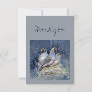 Thank You Watercolor California Quail Bird Nature Card