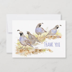 Thank You Watercolor California Quail Blank Inside