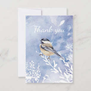 Thank You Watercolor Chickadee Winter Bird