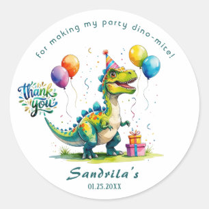 Thank You Watercolor Dinosaur Classic Round Sticker