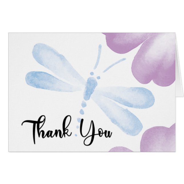 Thank You Watercolor Dragonfly Card - Customise (Front Horizontal)