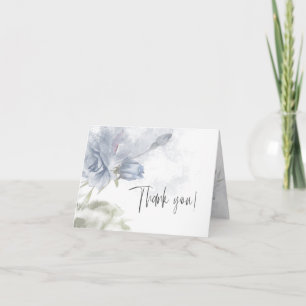 Thank You   Watercolor Floral Dusty Blue Rose
