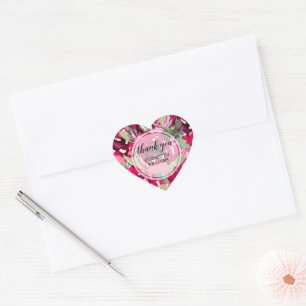 Thank You Watercolor Floral Heart Sticker