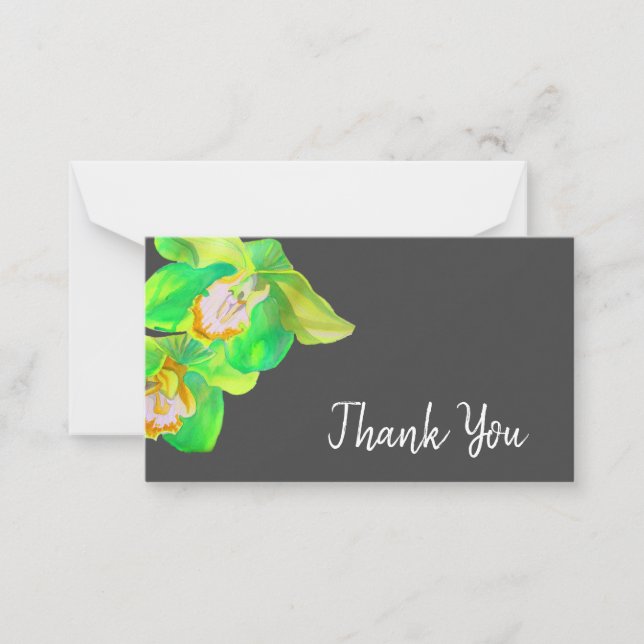 Thank You watercolor floral orchid art Card (Front)
