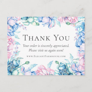 Thank You Watercolor Floral & Rustic Wood Coupon Postcard