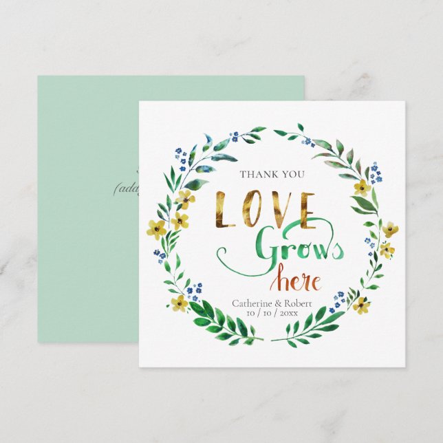 Thank you Watercolor Floral Wreath Invitation (Front/Back)