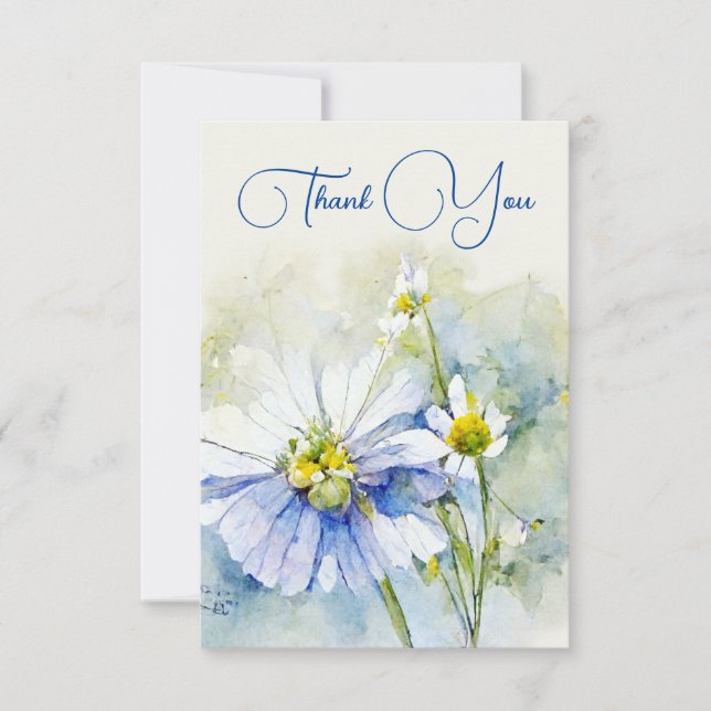 Thank You Watercolor flowers card (Front)