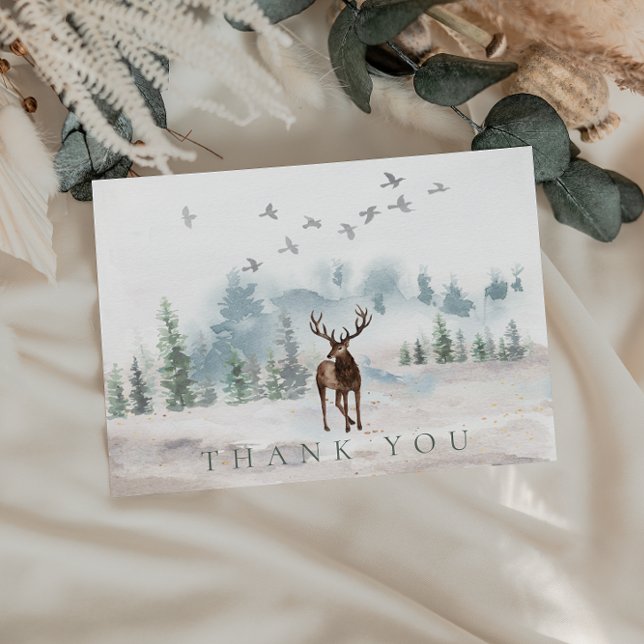 Thank You Watercolor Forest Deer Card (Creator Uploaded)