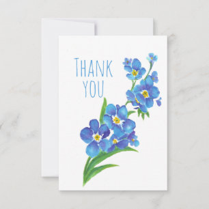 Thank You Watercolor Forget Me Not Flower Garden Card