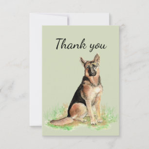 Thank You Watercolor German Shepherd Dog Pet Card