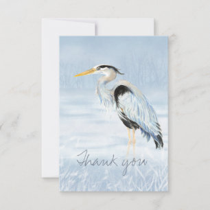 Thank You Watercolor Great Blue Heron Bird Nature Card