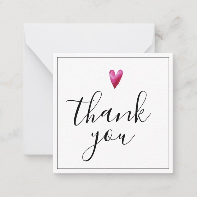 Thank You Watercolor Heart Note Card (Front)