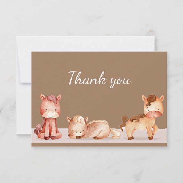 Thank You Watercolor Horses Farm Animal (Front)