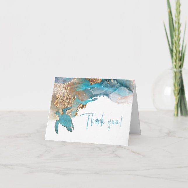 Thank You | Watercolor Ink Aqua Gold (Front)