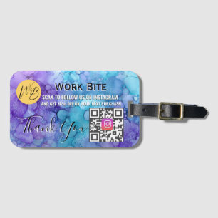 Thank You Watercolor Instagram Discount Qr Code Luggage Tag