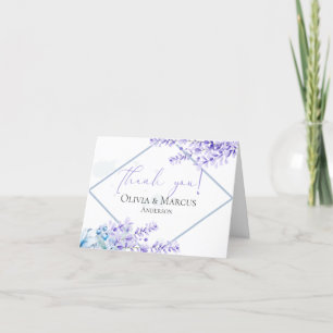 Thank You Watercolor Lavender -Dusty Blue Floral Card
