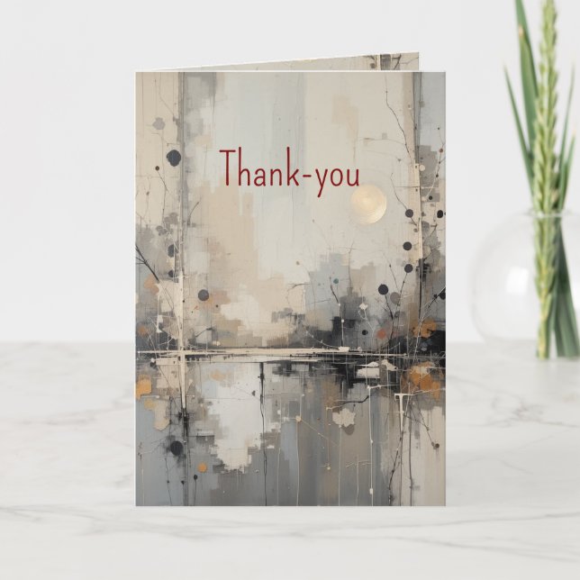 Thank You Watercolor Nature Themed Abstract Art Card (Front)