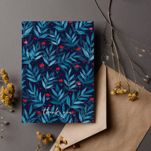 Thank you Watercolor night garden - turquoise Card