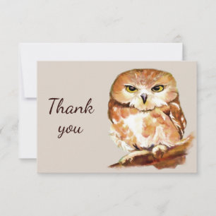 Thank You Watercolor Owl Bird with Attitude