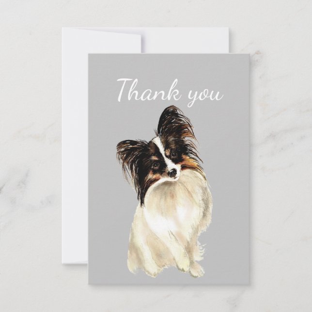 Thank You Watercolor Papillon Dog Pet Animal (Front)