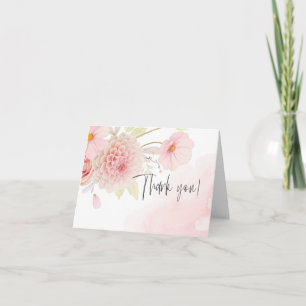 Thank You   Watercolor  Pastel Pink Flowers