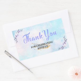 Thank You Watercolor Pastel Rectangular Sticker