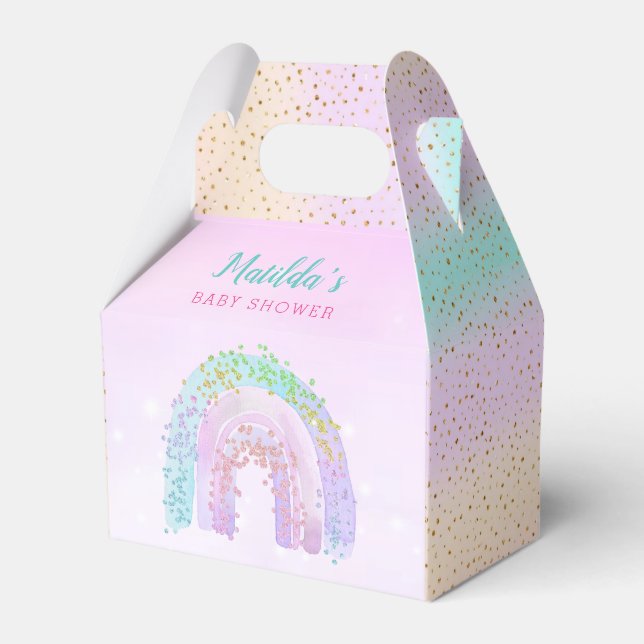 Thank You Watercolor Rainbow Baby Shower Birthday Favour Box (Front Side)