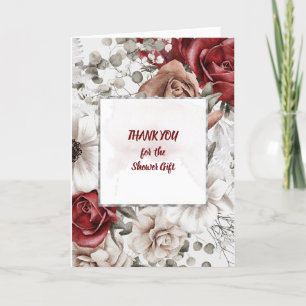 Thank You Watercolor Red and Tan Roses Card