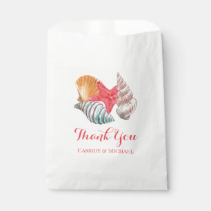 Thank You Watercolor Seashells Beach Wedding Favour Bags