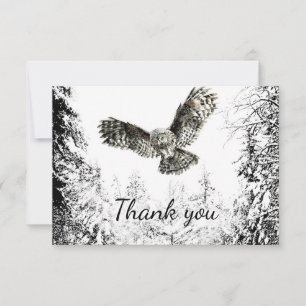 Thank You Watercolor Striking Owl Bird Nature Art Card
