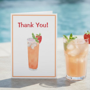Thank You Watercolor Summer Peach Drink Card