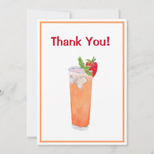 Thank You Watercolor Summer Peach Drink Card