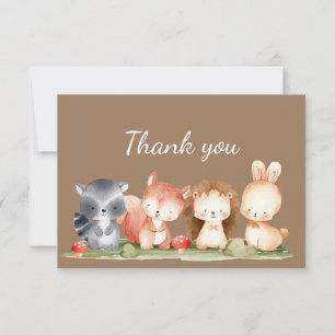 Thank You Watercolor Woodland Animal Art Card