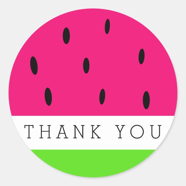 Thank You Watermelon Classic Round Sticker (Front)